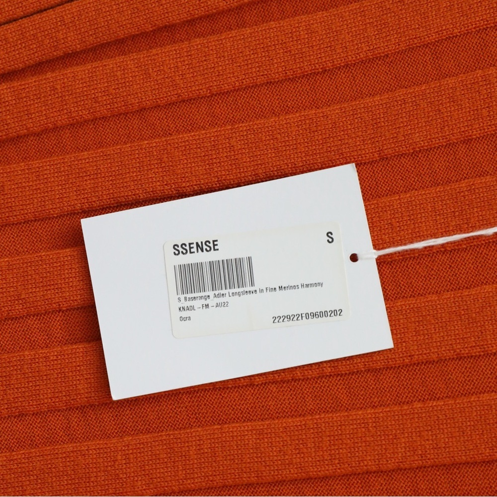 NWT Baserange Adler Sweater Ocra orange ribbed slim fit knit top S merino wool - Picture 9 of 13